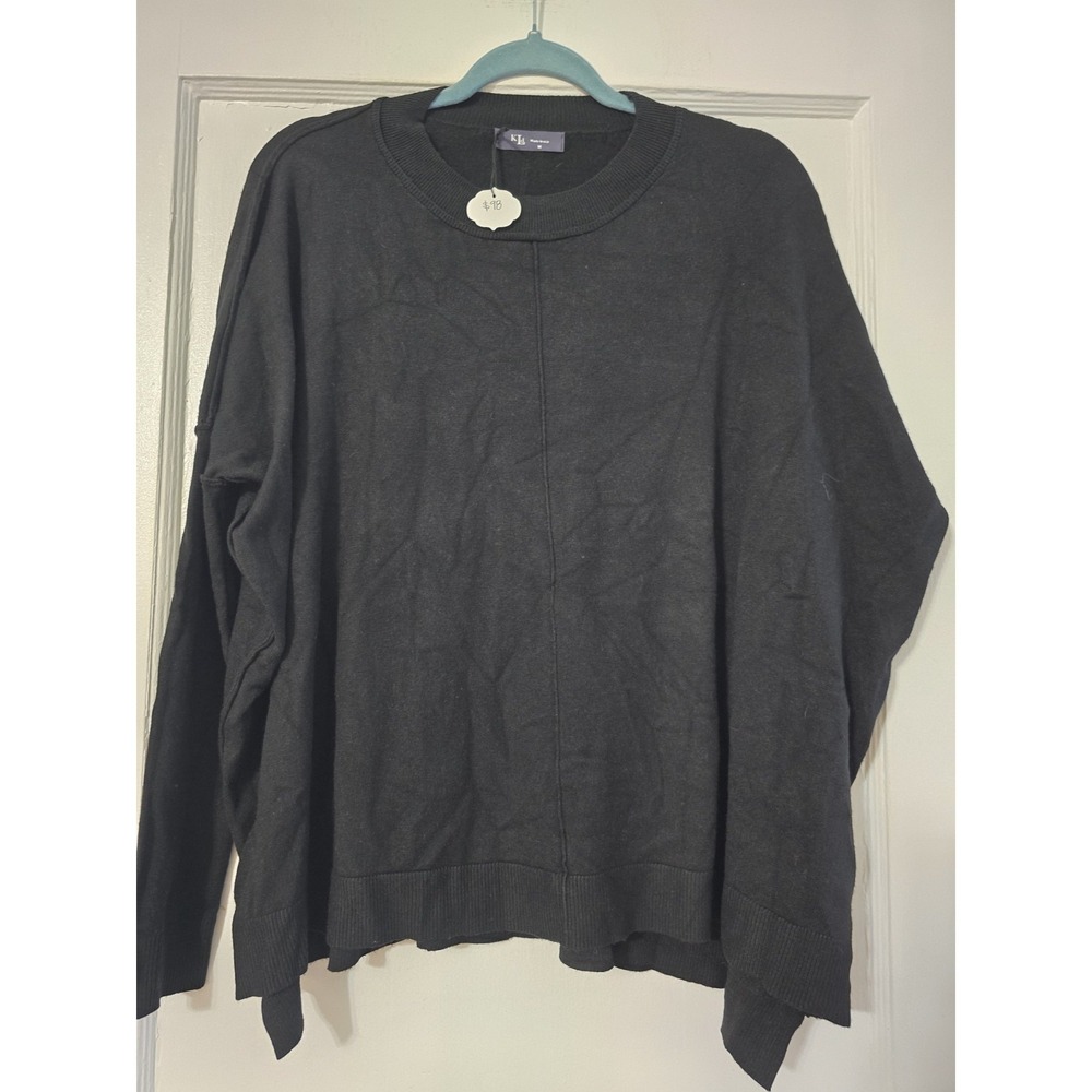 KLd Black Ladies Sweater - Size M Made In‎ USA Cashmere Blend NWT
